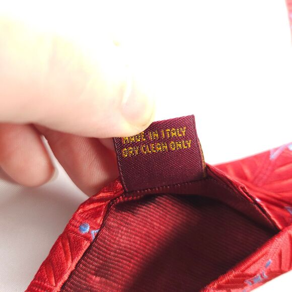 Villa Bolgheri Italia Red Geometric Shape Silk Tie 59" x 3.75" Made in Italy - Picture 6 of 8
